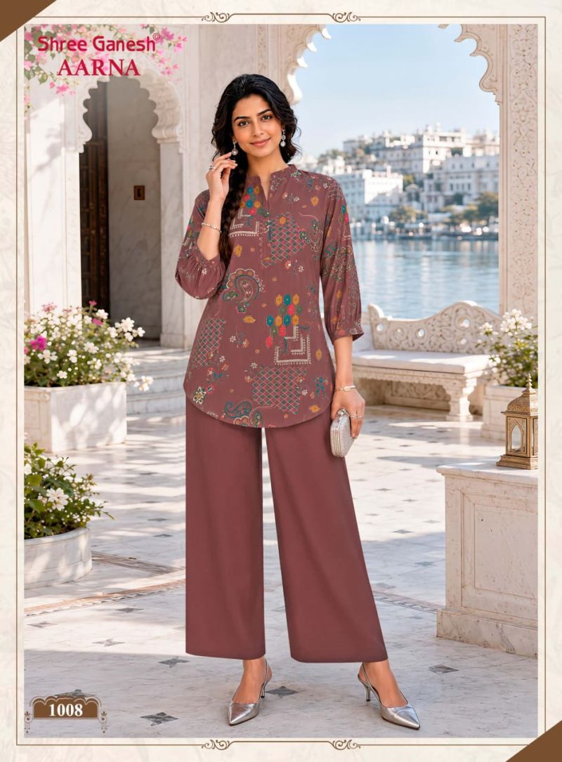 Shree Ganesh Aarna Vol 1 Vertican Discharge Printed Co Ord Set — Wholesale Kurti Pant Set, Shree Ganesh wholesale from Surat — Photo 8