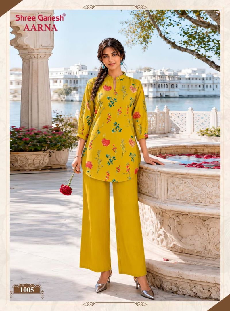 Shree Ganesh Aarna Vol 1 Vertican Discharge Printed Co Ord Set — Wholesale Kurti Pant Set, Shree Ganesh wholesale from Surat — Photo 10