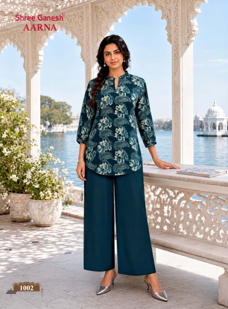 Shree Ganesh Aarna Vol 1 Vertican Discharge Printed Co Ord Set — Wholesale Kurti Pant Set, Shree Ganesh wholesale from Surat — Photo 11