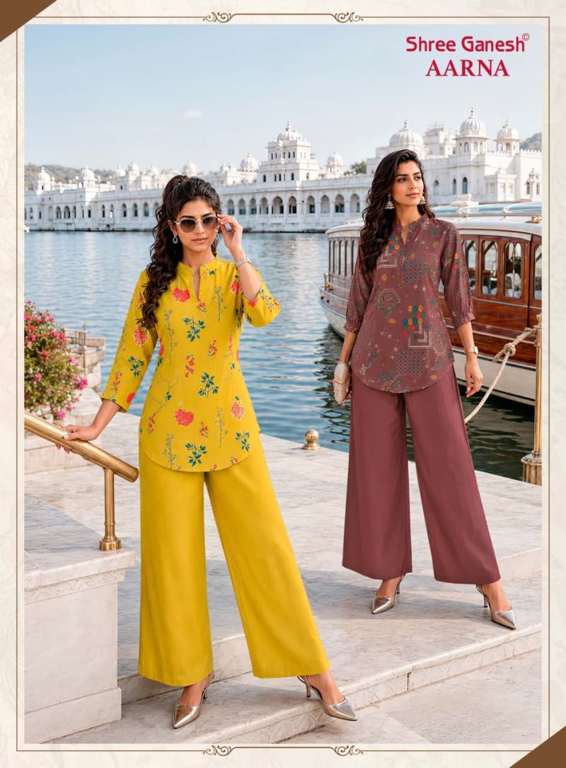 Shree Ganesh Aarna Vol 1 Vertican Discharge Printed Co Ord Set — Wholesale Kurti Pant Set, Shree Ganesh wholesale from Surat — Photo 12
