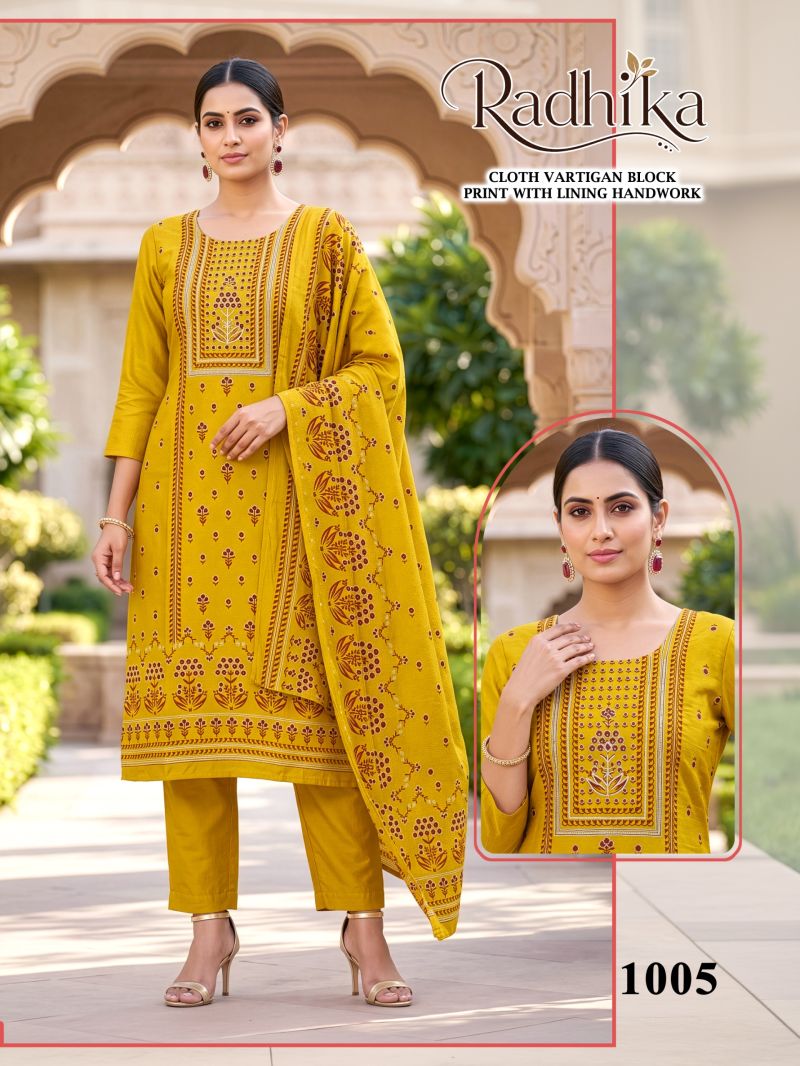 Radhika Vol 1 Vartican Silk Handworked Kurti Set Catalog — Wholesale Kurtis, Radhika wholesale from Surat — Photo 2
