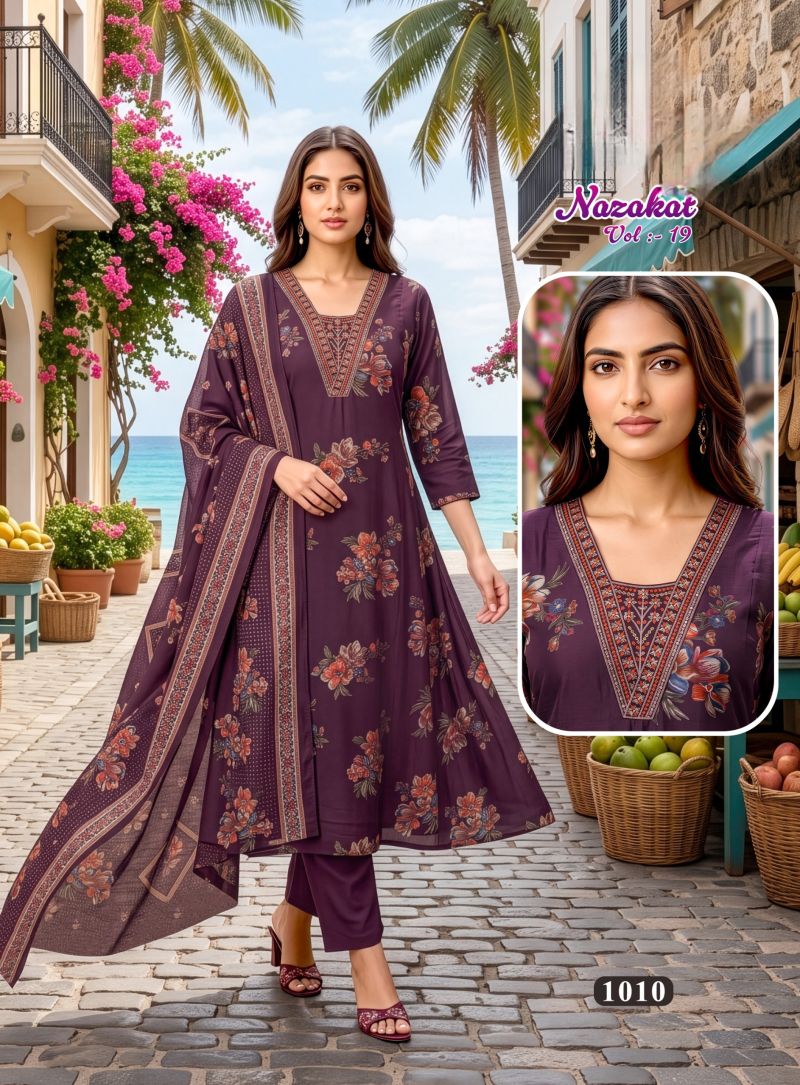Nazakat Vol 19 Vartican Silk Printed Kurti With Bottom Dupatta Set — Wholesale Kurtis, Vardan Ethnic wholesale from Surat — Photo 12