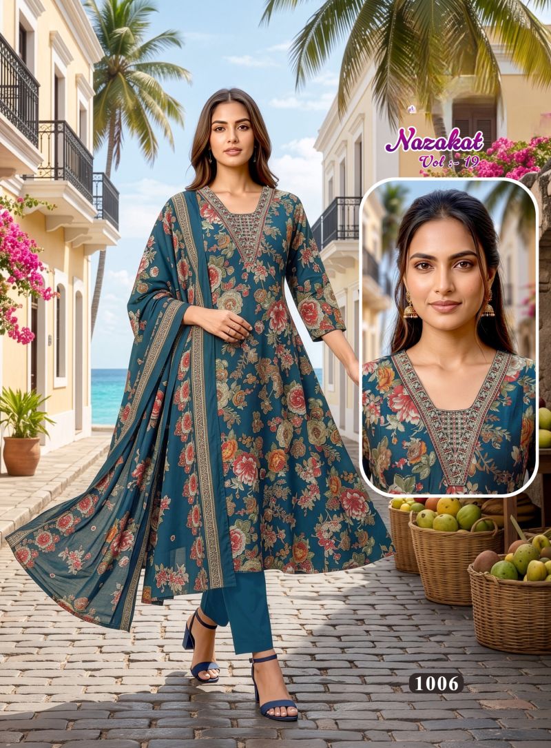 Nazakat Vol 19 Vartican Silk Printed Kurti With Bottom Dupatta Set — Wholesale Kurtis, Vardan Ethnic wholesale from Surat — Photo 5