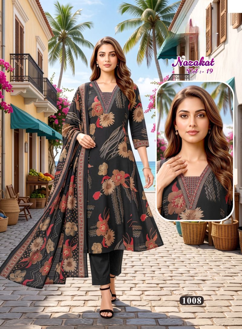 Nazakat Vol 19 Vartican Silk Printed Kurti With Bottom Dupatta Set — Wholesale Kurtis, Vardan Ethnic wholesale from Surat — Photo 6
