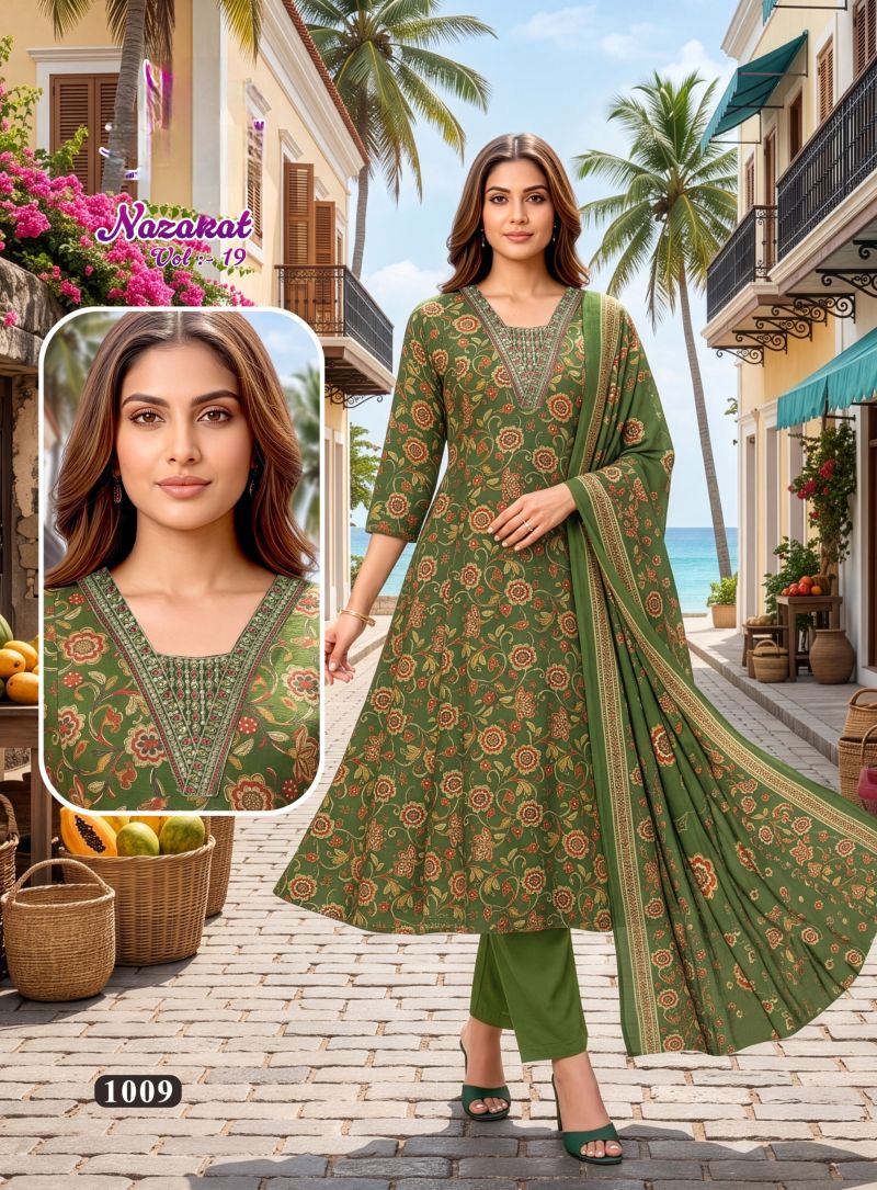 Nazakat Vol 19 Vartican Silk Printed Kurti With Bottom Dupatta Set — Wholesale Kurtis, Vardan Ethnic wholesale from Surat — Photo 7