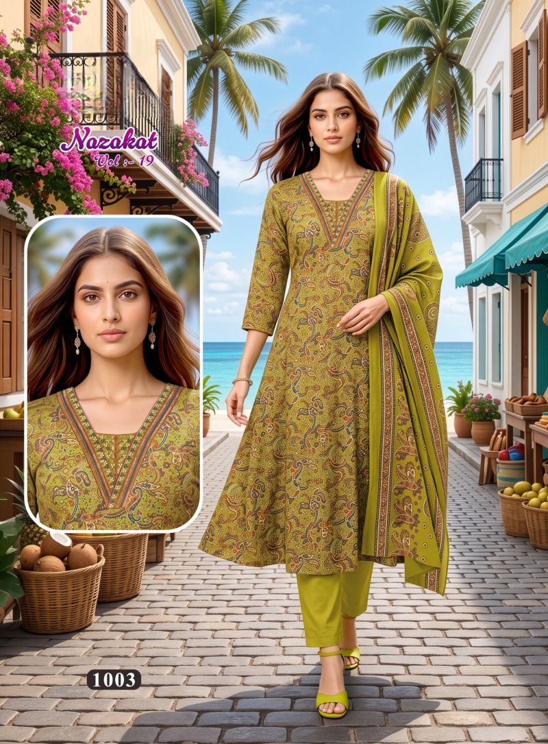 Nazakat Vol 19 Vartican Silk Printed Kurti With Bottom Dupatta Set — Wholesale Kurtis, Vardan Ethnic wholesale from Surat — Photo 8
