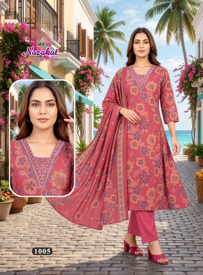 Nazakat Vol 19 Vartican Silk Printed Kurti With Bottom Dupatta Set — Wholesale Kurtis, Vardan Ethnic wholesale from Surat — Photo 9
