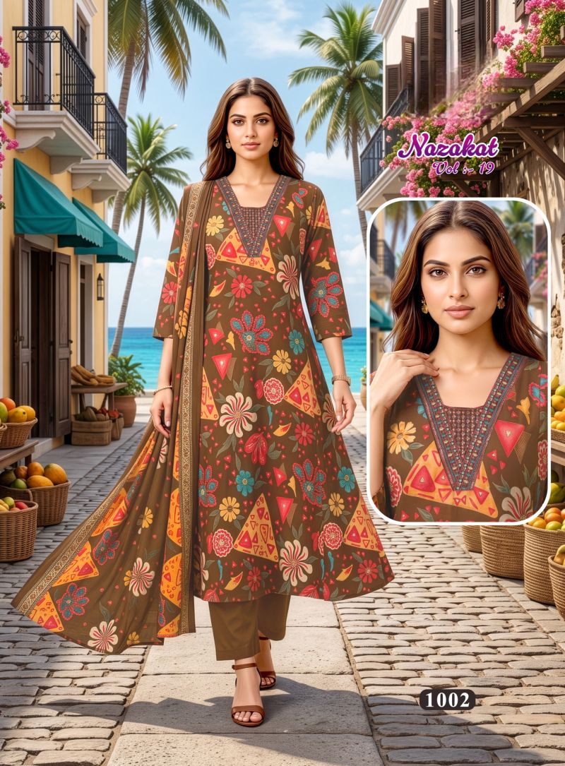 Nazakat Vol 19 Vartican Silk Printed Kurti With Bottom Dupatta Set — Wholesale Kurtis, Vardan Ethnic wholesale from Surat — Photo 10