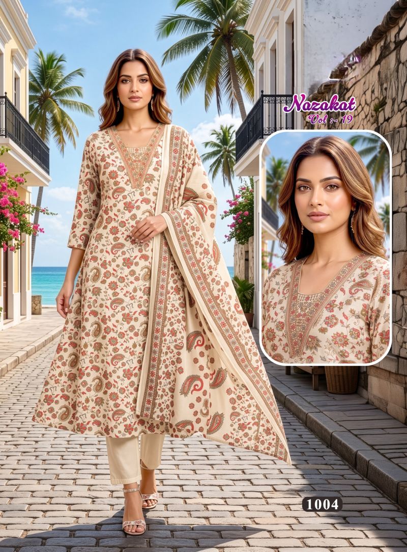 Nazakat Vol 19 Vartican Silk Printed Kurti With Bottom Dupatta Set — Wholesale Kurtis, Vardan Ethnic wholesale from Surat — Photo 3
