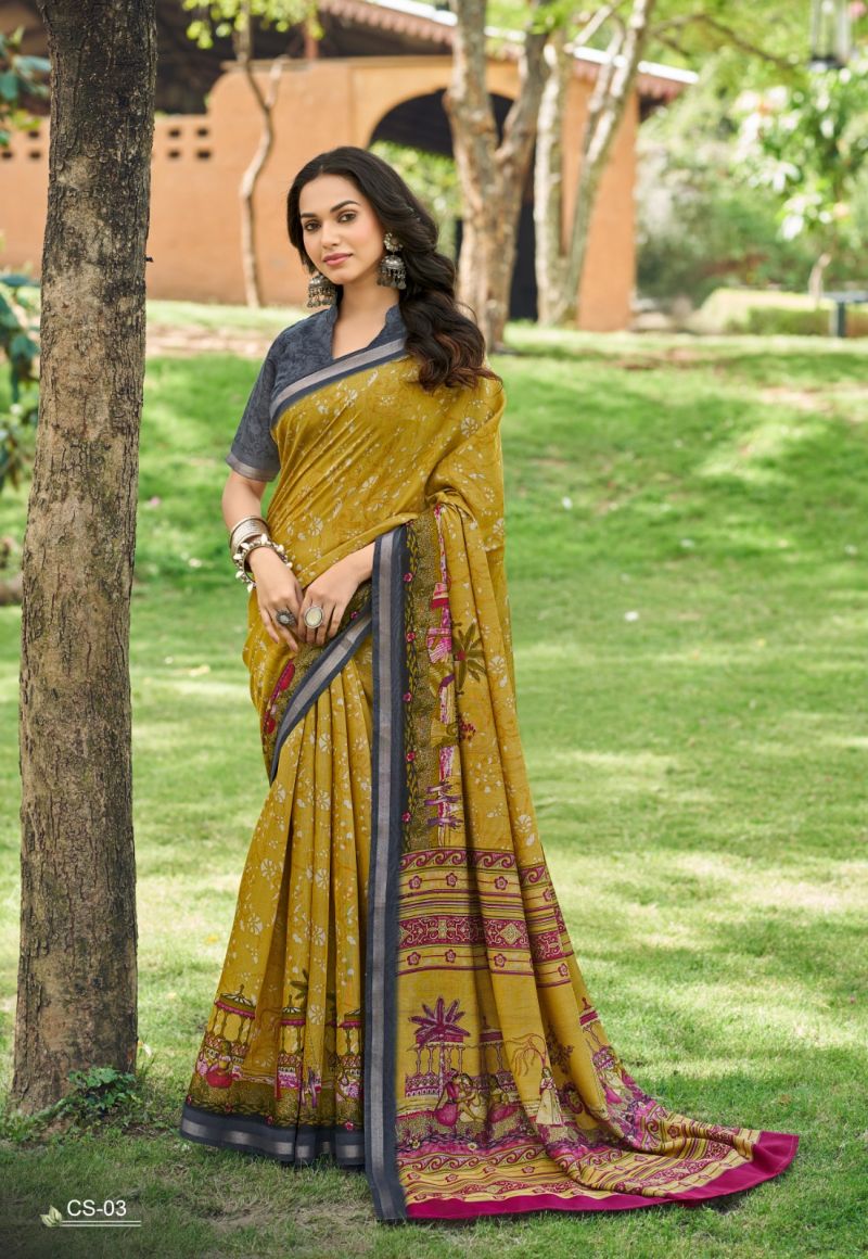 Chambray Silk Mul Cotton Printed Saree Catalog — Organza Saree, Vardan Ethnic wholesale from Surat — Photo 2