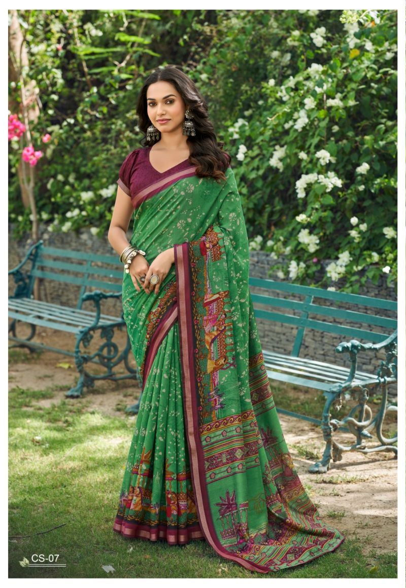 Chambray Silk Mul Cotton Printed Saree Catalog