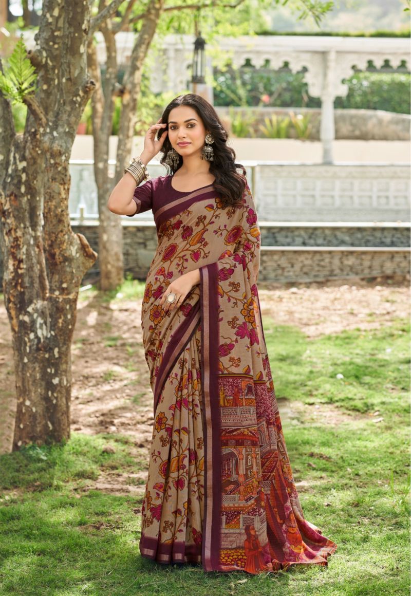 Chambray Silk Mul Cotton Printed Saree Catalog — Organza Saree, Vardan Ethnic wholesale from Surat — Photo 3