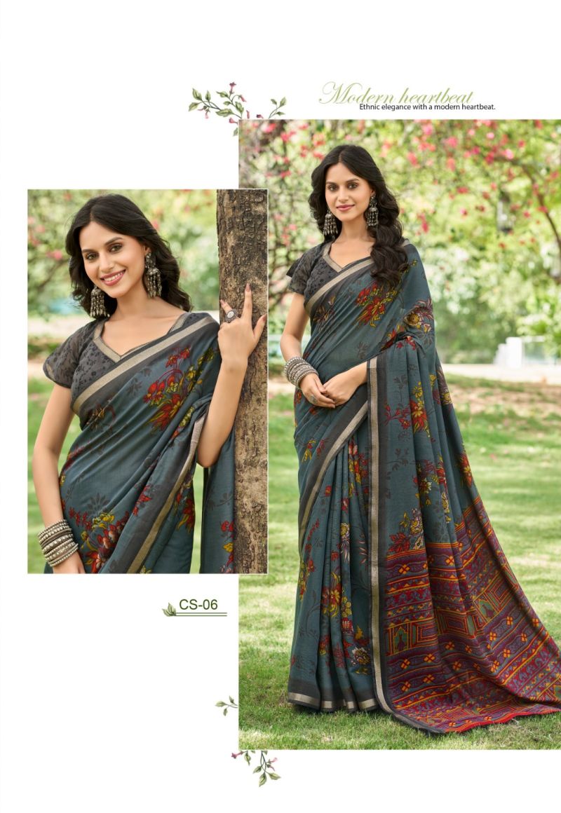 Chambray Silk Mul Cotton Printed Saree Catalog — Organza Saree, Vardan Ethnic wholesale from Surat — Photo 6