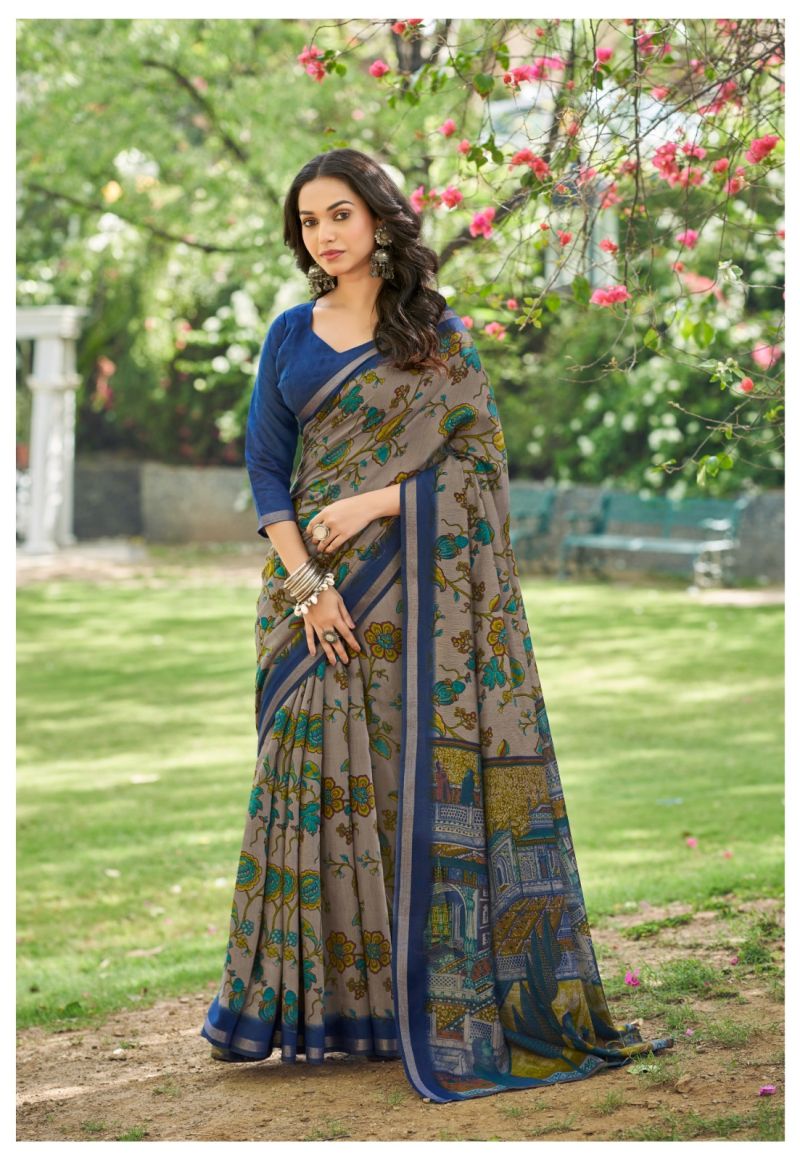 Chambray Silk Mul Cotton Printed Saree Catalog — Organza Saree, Vardan Ethnic wholesale from Surat — Photo 7