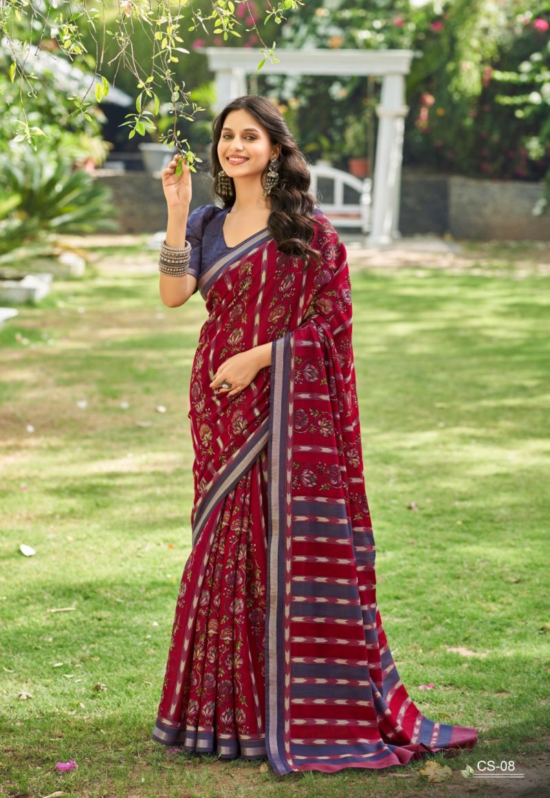 Chambray Silk Mul Cotton Printed Saree Catalog — Organza Saree, Vardan Ethnic wholesale from Surat — Photo 9
