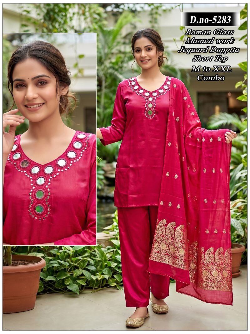 Himanchi Combo Roman Glass Mirror Worked Kurti Set Catalog — Wholesale Dress Material, Vardan Ethnic wholesale from Surat — view 2