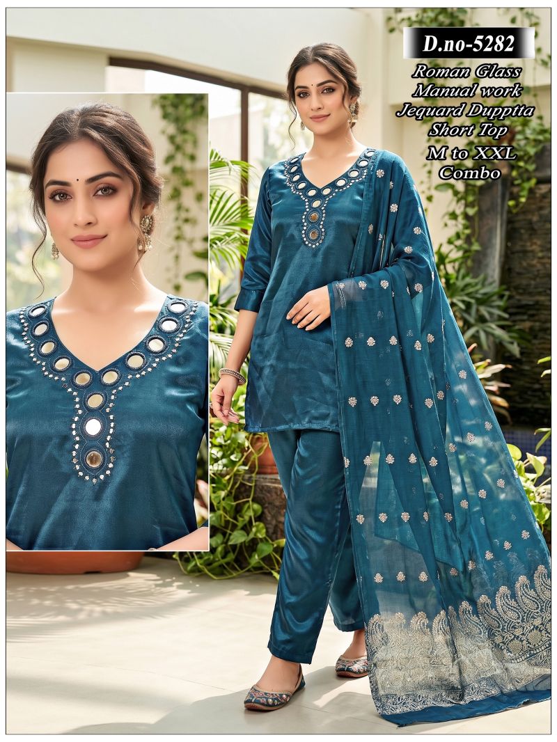Himanchi Combo Roman Glass Mirror Worked Kurti Set Catalog — Wholesale Dress Material, Vardan Ethnic wholesale from Surat — view 3