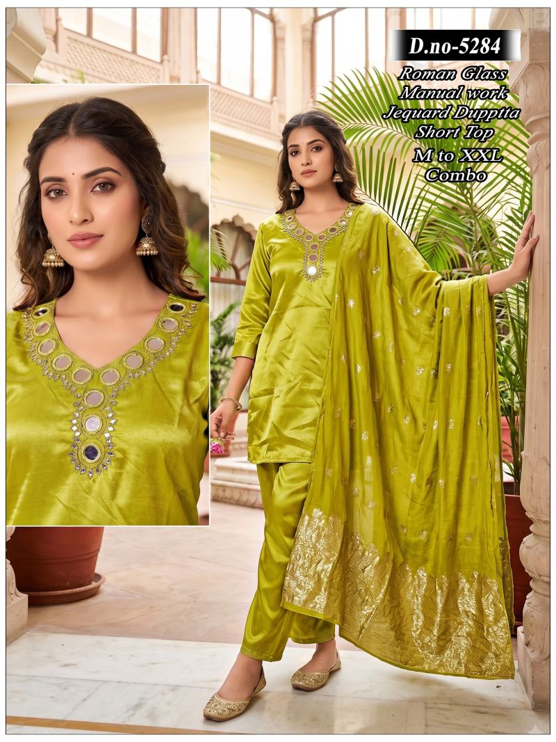 Himanchi Combo Roman Glass Mirror Worked Kurti Set Catalog — Wholesale Dress Material, Vardan Ethnic wholesale from Surat — view 4