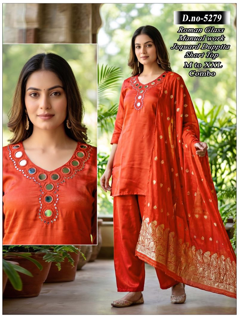 Himanchi Combo Roman Glass Mirror Worked Kurti Set Catalog