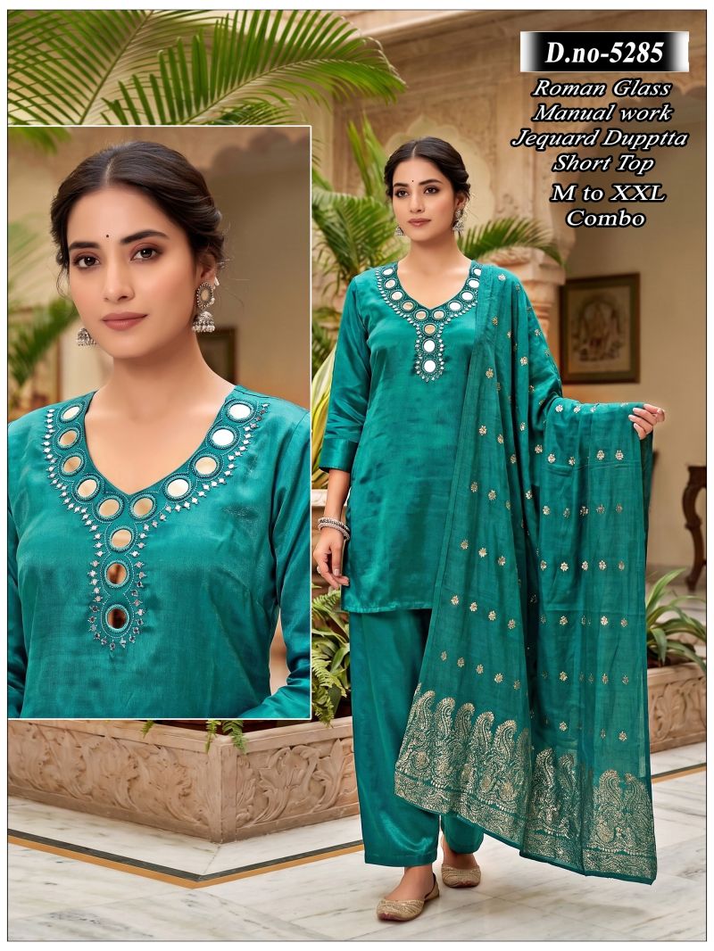 Himanchi Combo Roman Glass Mirror Worked Kurti Set Catalog — Wholesale Dress Material, Vardan Ethnic wholesale from Surat — view 5