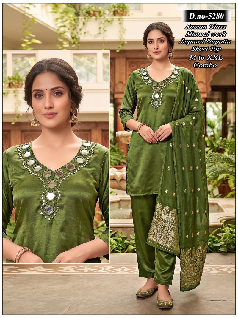 Himanchi Combo Roman Glass Mirror Worked Kurti Set Catalog — Wholesale Dress Material, Vardan Ethnic wholesale from Surat — view 7