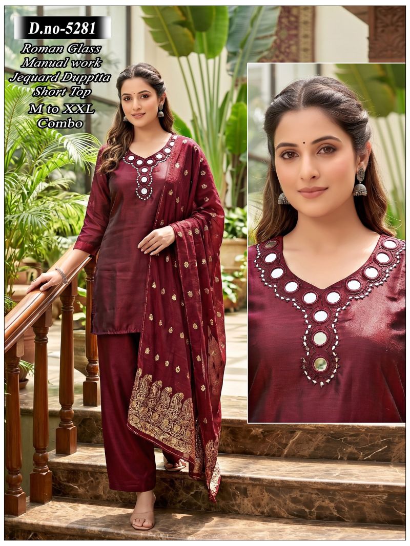 Himanchi Combo Roman Glass Mirror Worked Kurti Set Catalog — Wholesale Dress Material, Vardan Ethnic wholesale from Surat — view 8