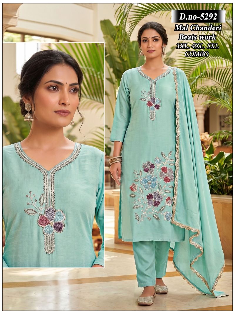 Nipa Combo Mul Chanderi Bead Worked Kurti Pant With Dupatta Set — Wholesale Kurtis, Vardan Ethnic wholesale from Surat — Photo 5