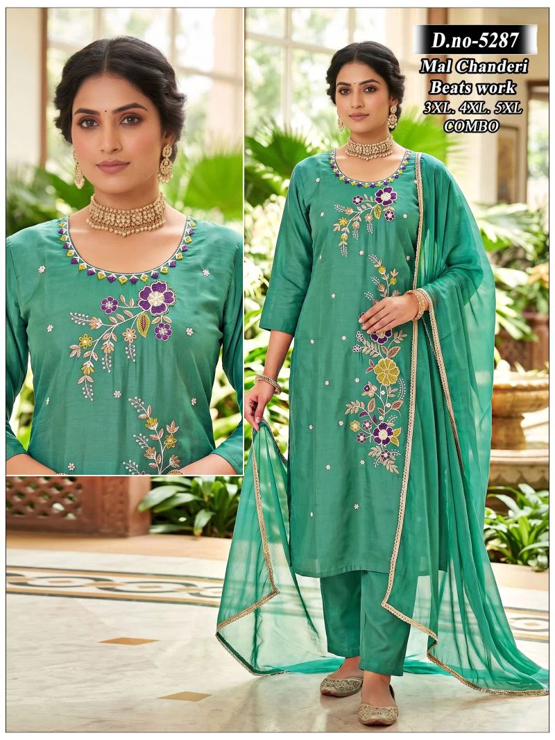 Nipa Combo Mul Chanderi Bead Worked Kurti Pant With Dupatta Set — Wholesale Kurtis, Vardan Ethnic wholesale from Surat — Photo 7