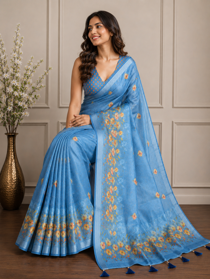 Mv Vis 25 Cotton Simar Floral Printed Elegant Saree Catalog