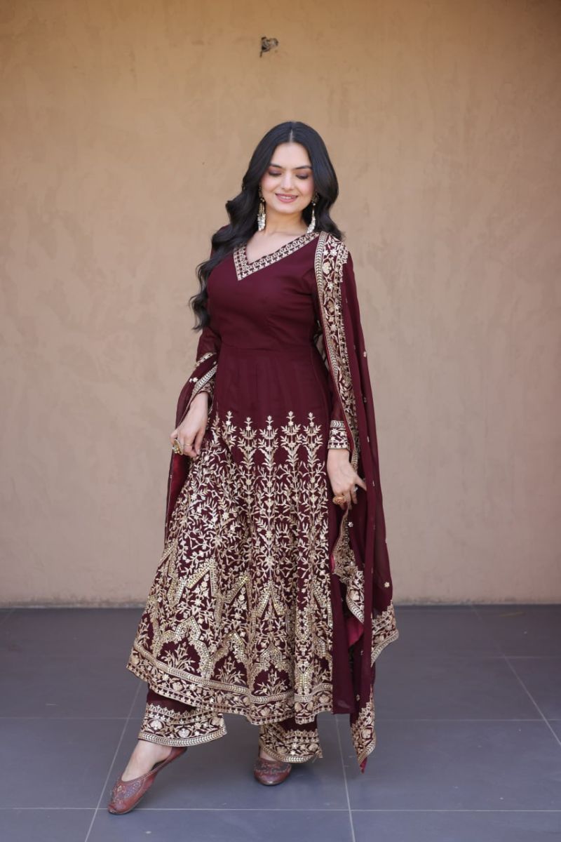 Ka 1254 Faux Blooming E mbroidered Kurti With Bottom Dupatt Set — Wholesale Readymade Suit, Vardan Ethnic wholesale from Surat — Photo 3
