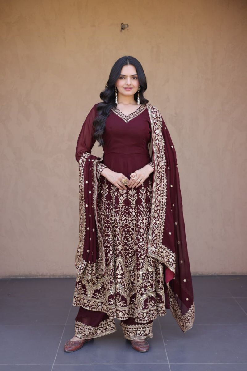 Ka 1254 Faux Blooming E mbroidered Kurti With Bottom Dupatt Set — Wholesale Readymade Suit, Vardan Ethnic wholesale from Surat — Photo 4