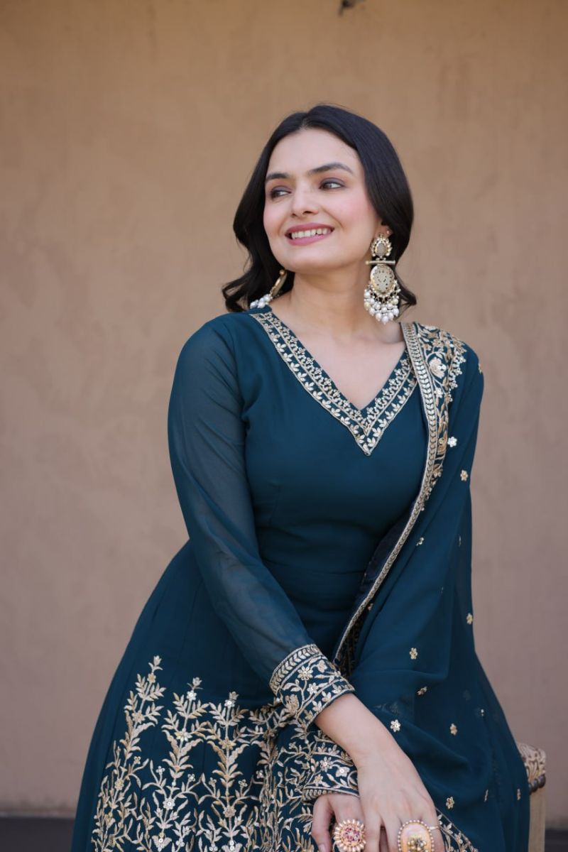Ka 1254 Faux Blooming E mbroidered Kurti With Bottom Dupatt Set — Wholesale Readymade Suit, Vardan Ethnic wholesale from Surat — Photo 7