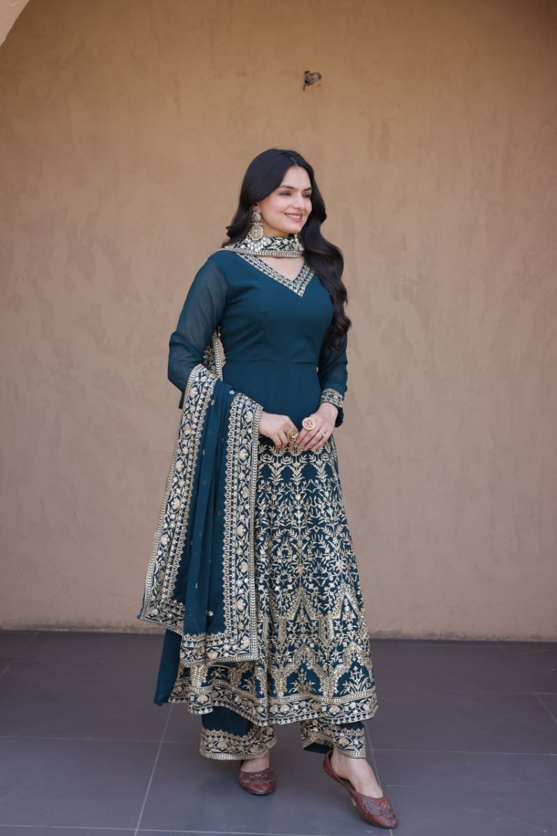 Ka 1254 Faux Blooming E mbroidered Kurti With Bottom Dupatt Set — Wholesale Readymade Suit, Vardan Ethnic wholesale from Surat — Photo 8