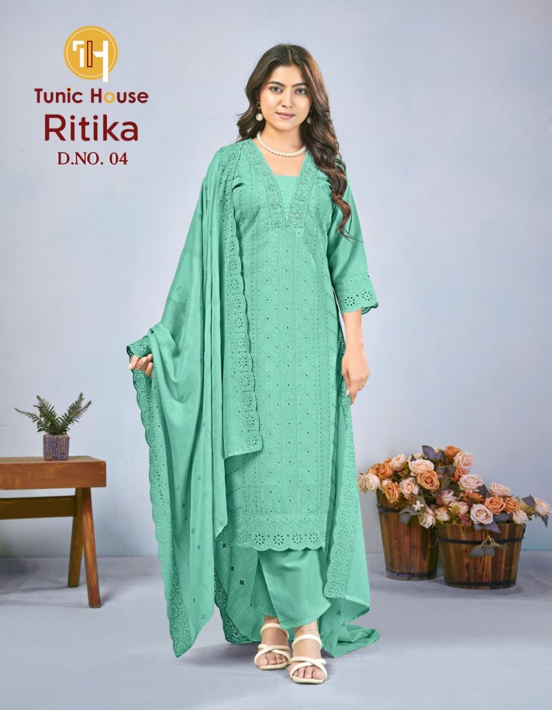 Tunic House Ritika Plus Size Cotton Shiffly Handworked Kuti Set