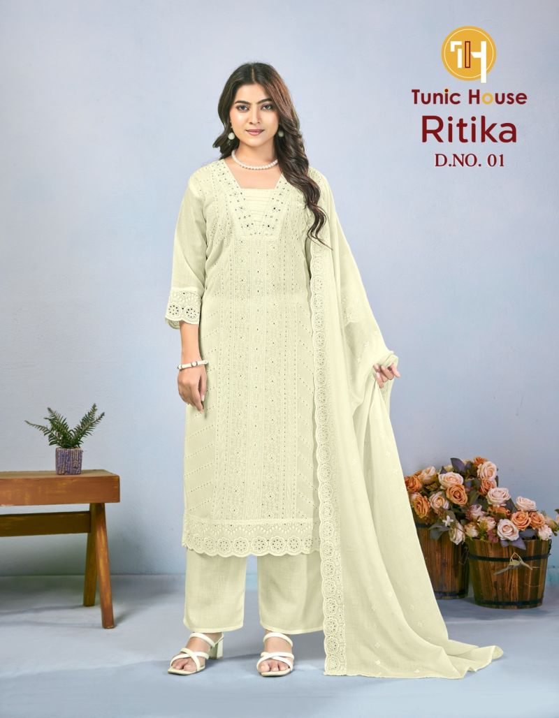 Tunic House Ritika Plus Size Cotton Shiffly Handworked Kuti Set — Wholesale Readymade Suit, Tunic House wholesale from Surat — Photo 2