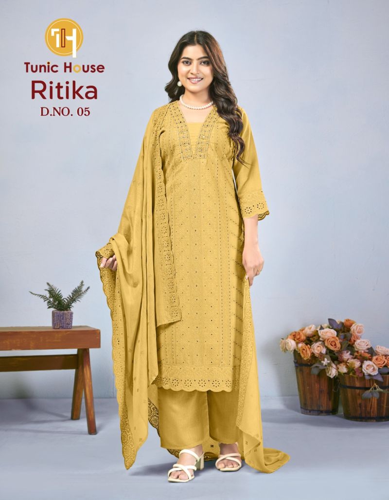Tunic House Ritika Plus Size Cotton Shiffly Handworked Kuti Set — Wholesale Readymade Suit, Tunic House wholesale from Surat — Photo 4