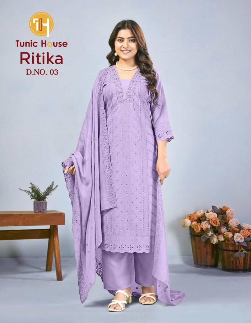 Tunic House Ritika Plus Size Cotton Shiffly Handworked Kuti Set — Wholesale Readymade Suit, Tunic House wholesale from Surat — Photo 5