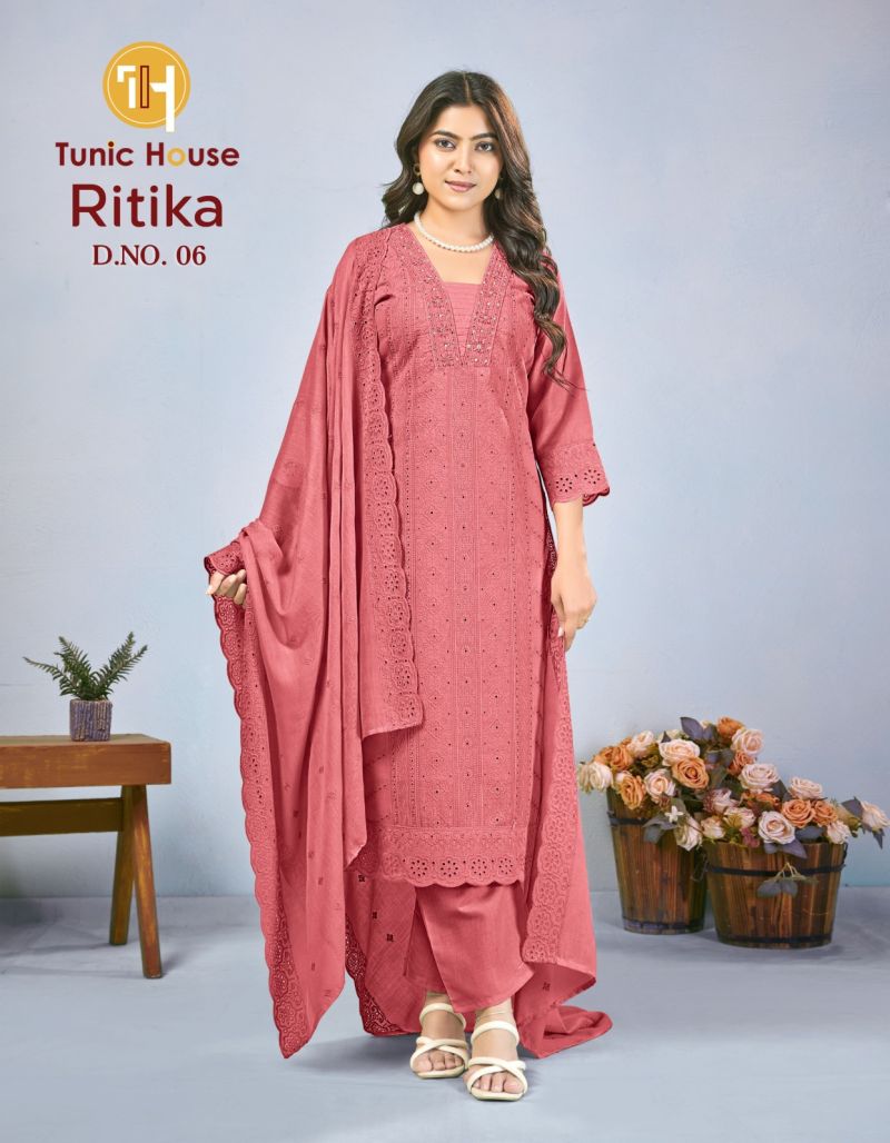 Tunic House Ritika Plus Size Cotton Shiffly Handworked Kuti Set — Wholesale Readymade Suit, Tunic House wholesale from Surat — Photo 6