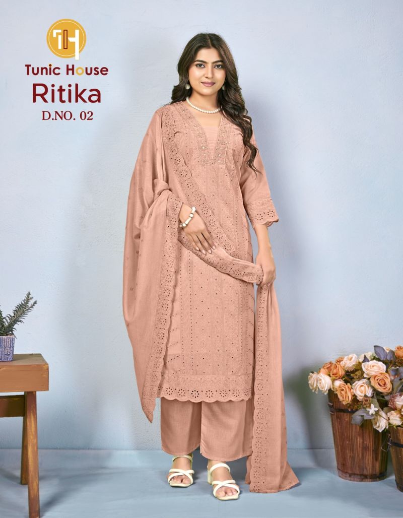 Tunic House Ritika Plus Size Cotton Shiffly Handworked Kuti Set — Wholesale Readymade Suit, Tunic House wholesale from Surat — Photo 7