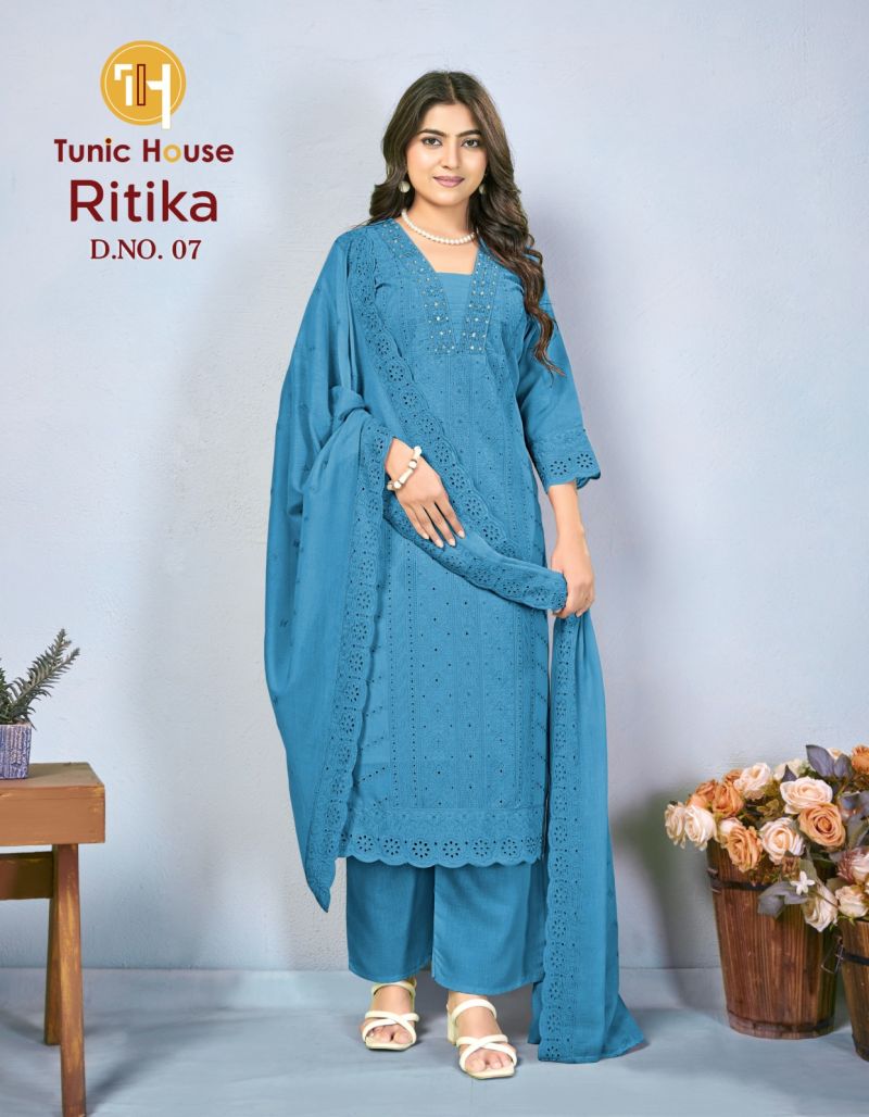 Tunic House Ritika Plus Size Cotton Shiffly Handworked Kuti Set — Wholesale Readymade Suit, Tunic House wholesale from Surat — Photo 8