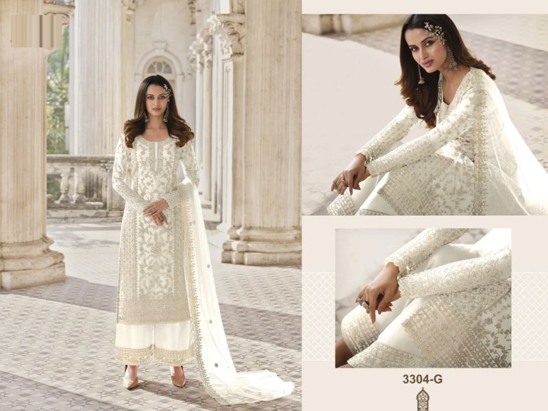 3304 Master Colors Butterfly Net Embroidered Salwar Kameez Catalog