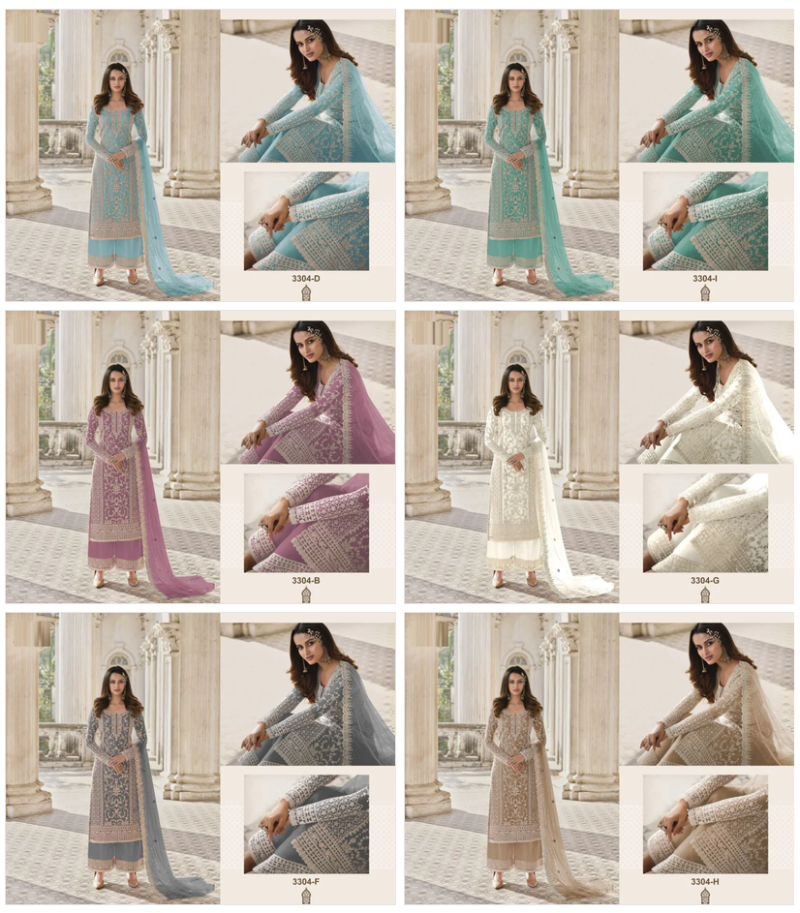 3304 Master Colors Butterfly Net Embroidered Salwar Kameez Catalog — Wholesale Dress Material wholesale from Surat — Photo 7