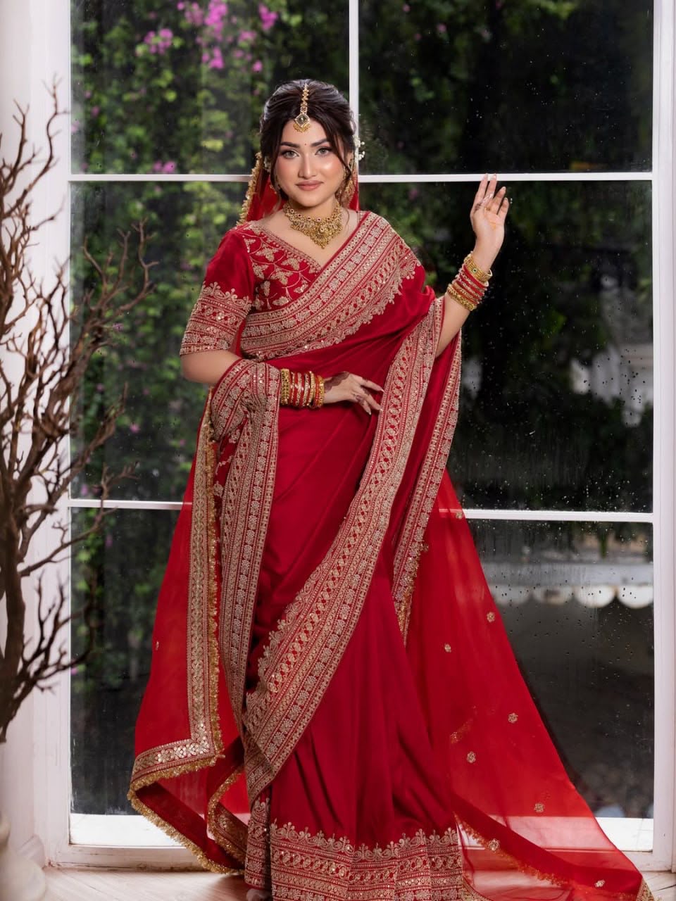 KD 636 Designer Japan Satin Saree with Embroidered Dupatta Collection — Wholesale Sarees, Vardan Ethnic wholesale from Surat — view 3