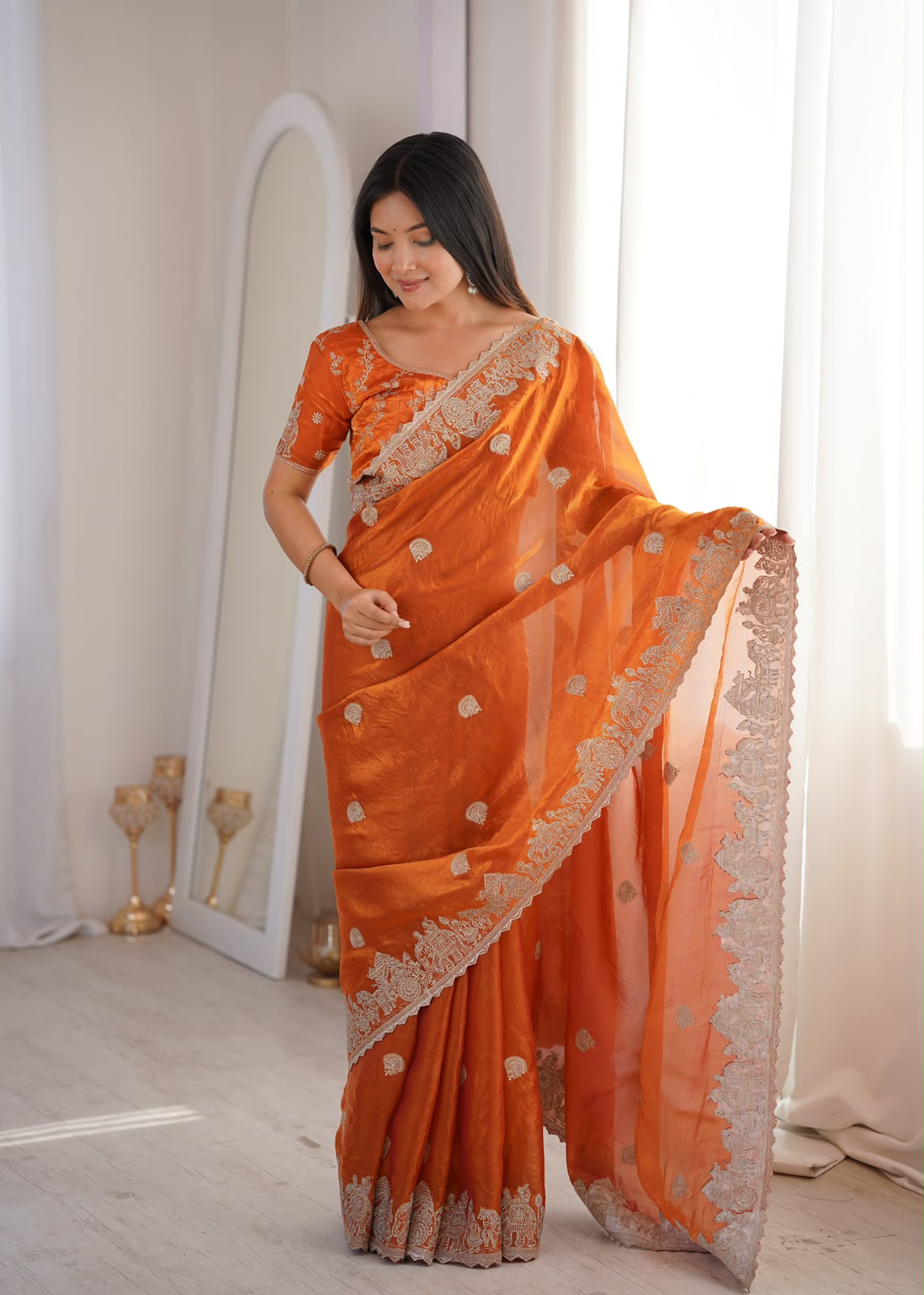 LW-8002 Fendy Crush Zari Embroidered Designer Saree Collection — Wholesale Sarees, Vardan Ethnic wholesale from Surat — view 10