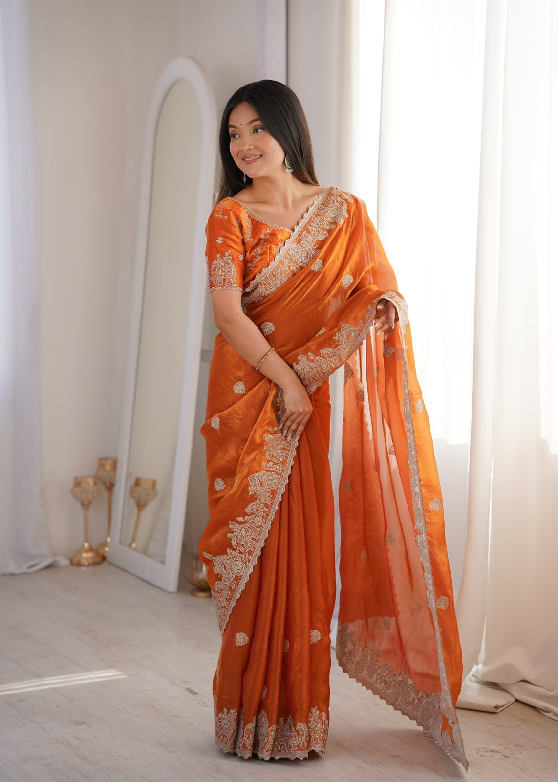 LW-8002 Fendy Crush Zari Embroidered Designer Saree Collection — Wholesale Sarees, Vardan Ethnic wholesale from Surat — view 9