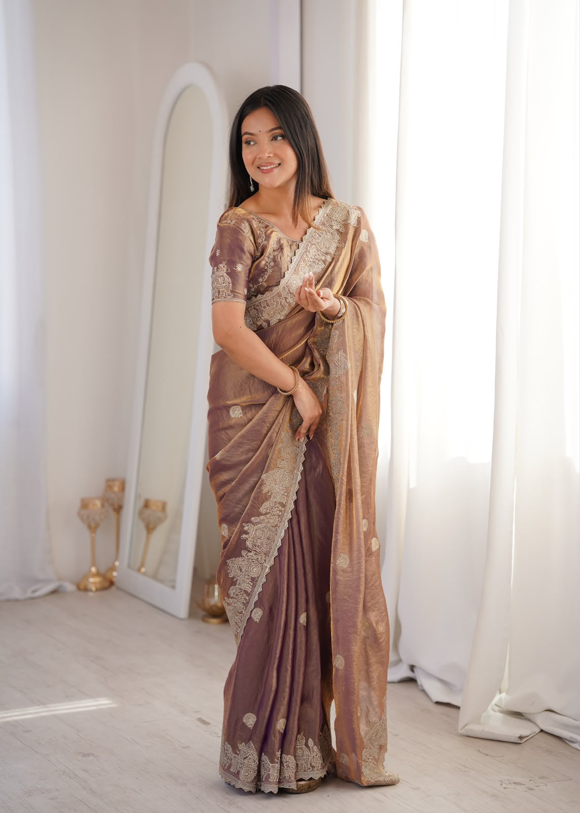LW-8002 Fendy Crush Zari Embroidered Designer Saree Collection — Wholesale Sarees, Vardan Ethnic wholesale from Surat — view 3