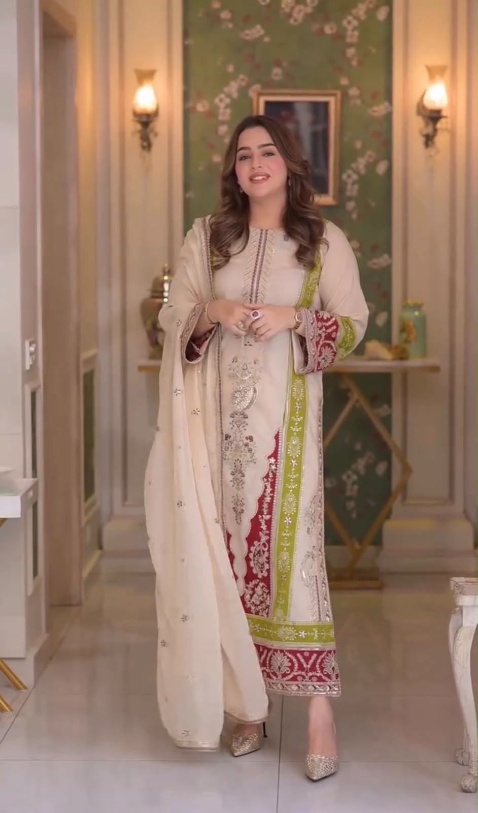AME Designer Roman Silk Kurti Pant with Embroidered Dupatta Set — Wholesale Kurtis, Vardan Ethnic wholesale from Surat — view 7