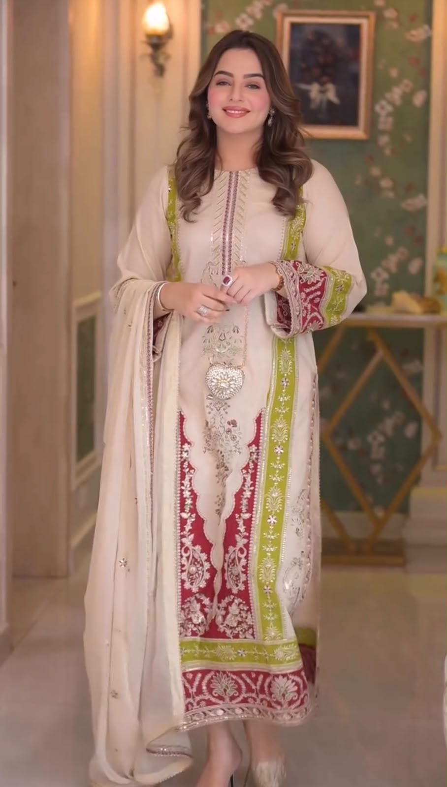 AME Designer Roman Silk Kurti Pant with Embroidered Dupatta Set — Wholesale Kurtis, Vardan Ethnic wholesale from Surat — view 8