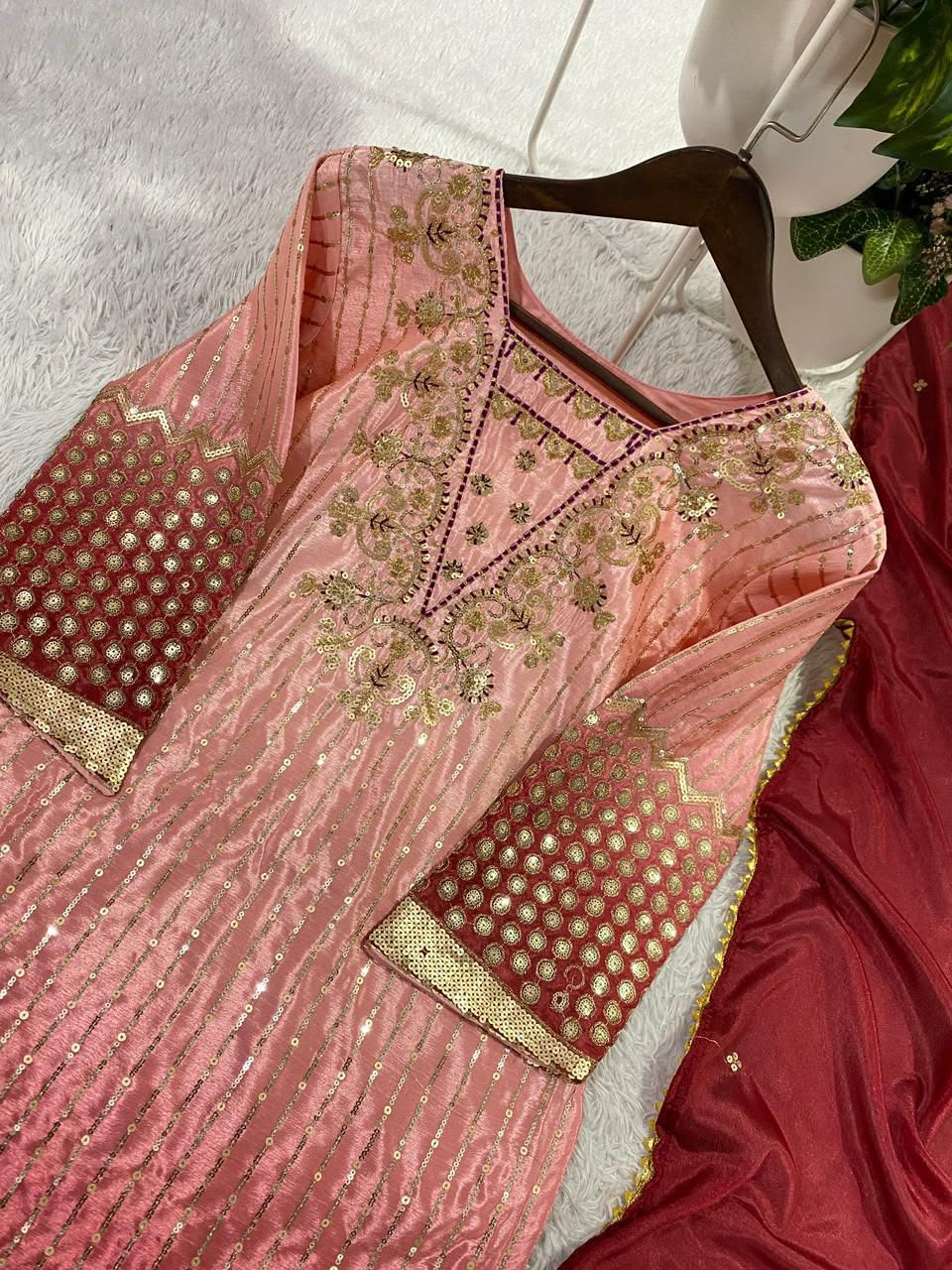 BE-445 Designer Chinon Kurti Pant with Dupatta Set — Wholesale Kurtis, Vardan Ethnic wholesale from Surat — view 11