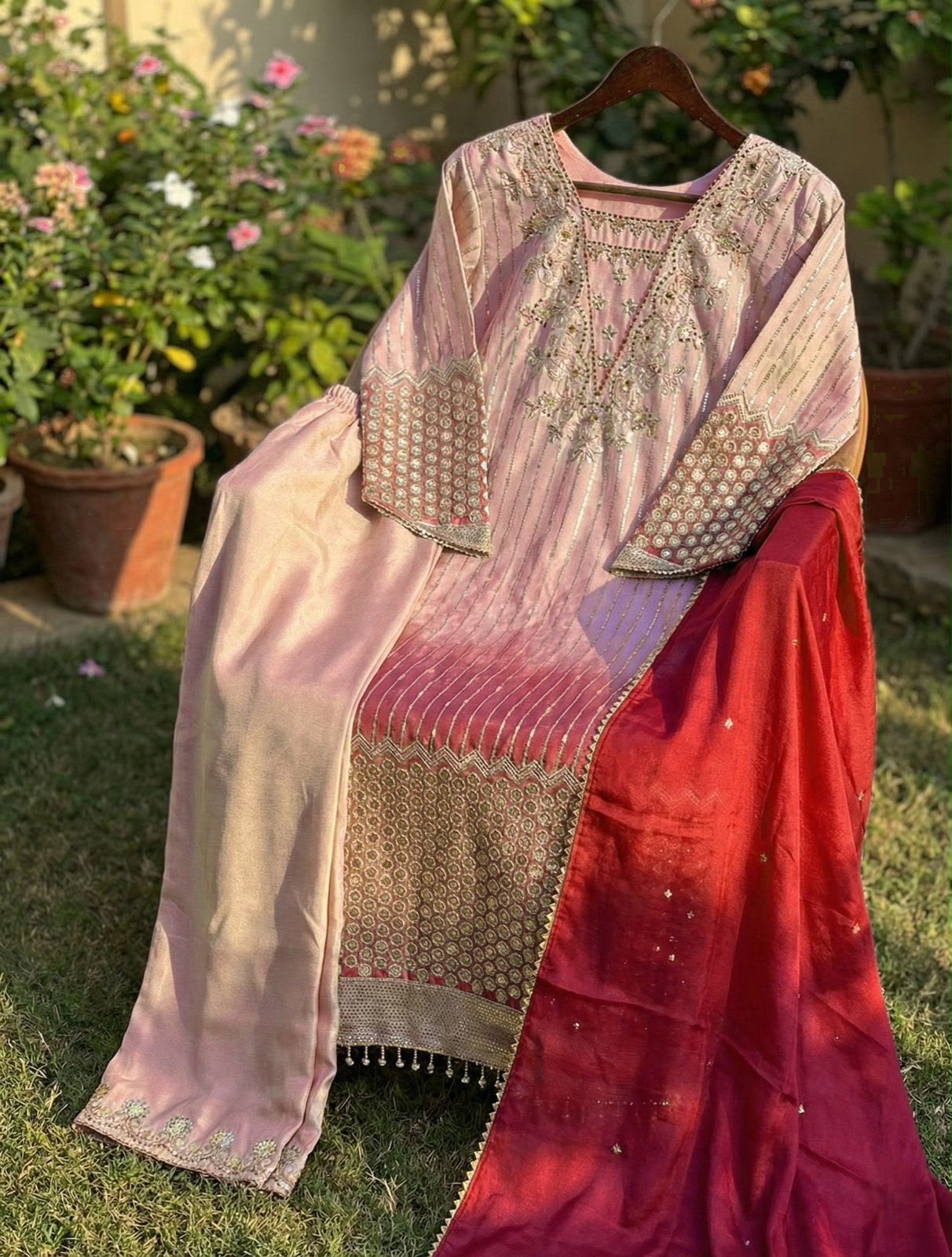 BE-445 Designer Chinon Kurti Pant with Dupatta Set — Wholesale Kurtis, Vardan Ethnic wholesale from Surat — view 3